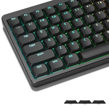 Imagem de Womier Teclas de baixo perfil, teclas brilhosas, teclas de teclado PBT para teclado mecânico 60% 65% 75% 80% 100% Cherry Gateron MX Switches, retroiluminação preta
