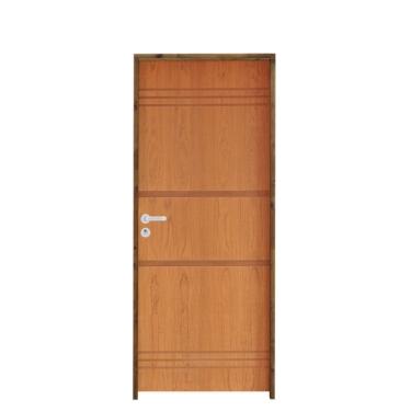 Imagem de Kit Porta De Madeira 210X72Cm Batente 14Cm Fechadura Stilo Cromada Interna 7 Imbuia