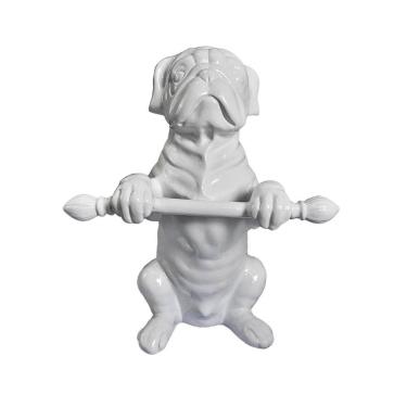 Imagem de Escultura Cachorro De Lavabo De Cerâmica Branca 37x18cm