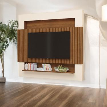 Imagem de Painel Tv Quarto Ripado Com Led Riviera Tv Até 75 Polegadas