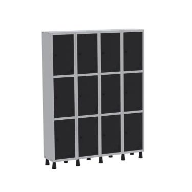 Imagem de Roupeiro Aço Light 4v 12 Portas Gr304/12 Cinza/preto