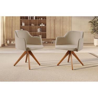 Imagem de Kit 02 Poltronas Eros Giratória Linho Bege