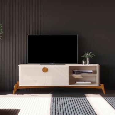 Imagem de Bancada Buriti 1.4 Com Puxador E Pés Em Madeira Maciça Offwhite