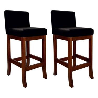 Imagem de Conjunto 02 Banquetas Alta Em Madeira Maciça Nápoles Pinhão