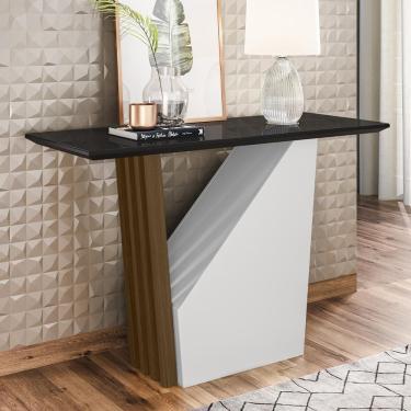 Imagem de Aparador Veneza Tampo Em Mdf Com Vidro New Ceval Imbuia/preto