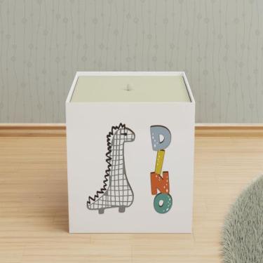 Imagem de Lixeira Kit Higiene MDF com Tampa Quarto Bebê Dinossauro - Neném na Nu