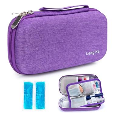 Imagem de YOUSHARES Estojo De Viagem Para Refrigerador Insulina - Organizador Térmico Diabéticos, Bolsa Térmica Portátil Isolamento Medicamentos, Caneta Com 2 Bolsas Gelo Aprovadas Pela Tsa (Roxo)