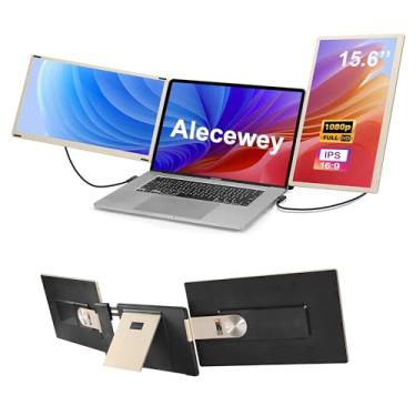 Imagem de Alecewey Extensor de tela para laptop, extensor de tela tripla de 15,6 polegadas FHD 1080p HDMI destacado monitor duplo portátil estendido para laptop de 12 a 17 polegadas com janela, Mac, Android