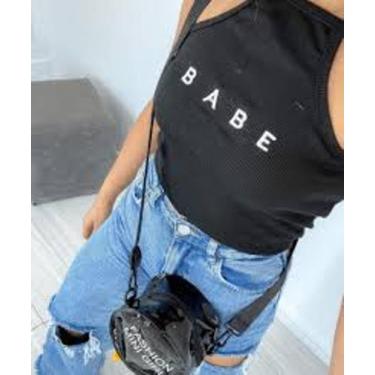Imagem de Cropped feminino babe alça regata malha canelada moda - filo modas, Ci