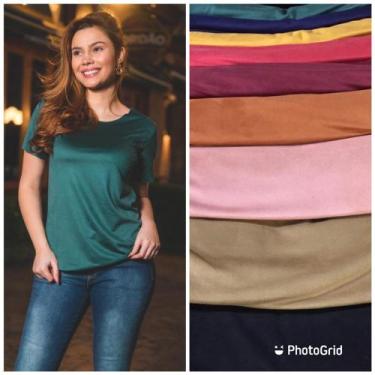Imagem de Blusa feminina tecido suede manga curta - moda filo, Marrom, P
