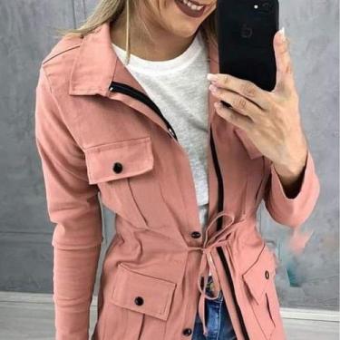 Imagem de Jaqueta Parka Tendência Feminina Manga Longa Bengaline Com Bolso - Fil