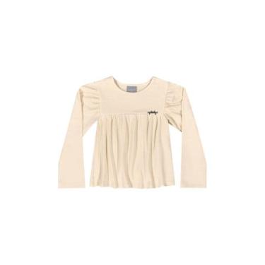 Imagem de Blusa Manga Longa Infantil para Menina Quimby, Bege, 4