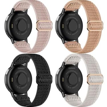 Imagem de EverAct Pacote com 4 pulseiras de nylon elástico compatível com Garmin Vivoactive 6/Vivoactive 5/3/3 Music, tiras esportivas de tecido elástico de 20 mm para Venu Sq 2/Venu 2 Plus e Forerunner 165/55