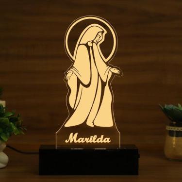 Imagem de Luminária Abajur Santa Maria Minimalista LED Amarelo - Bold