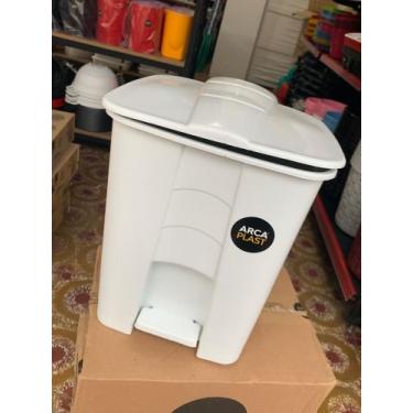 Imagem de Lixeira quadrada 14lts c/ pedal preto - ARCA PLAST, Branco