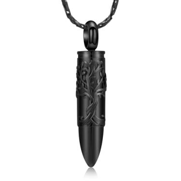 Imagem de Colar de cremação com urna bala para cinzas para homens, mulheres, árvore da vida, urna, pingente, cinzas, joia memorial humano, Aço inoxidável, Sem Pedra Preciosa