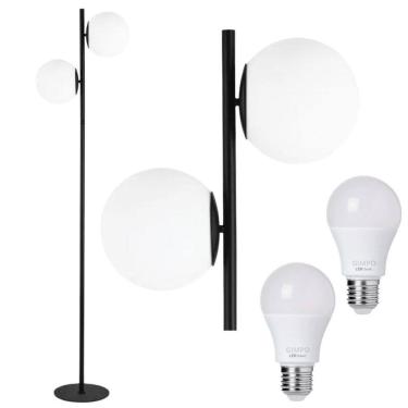 Imagem de Luminária Piso Chão 162Cm Jabuticaba 2 Globos Kjtd-710-Gold