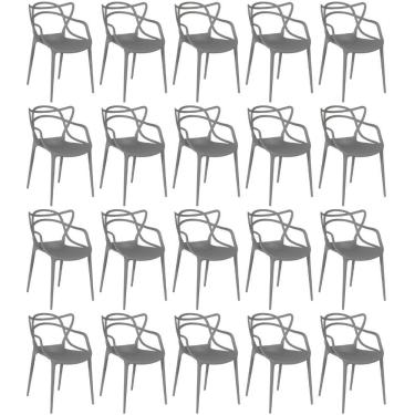 Imagem de Kit 20 Cadeiras De Jantar Allegra Design Empilhável - Cinza Escuro