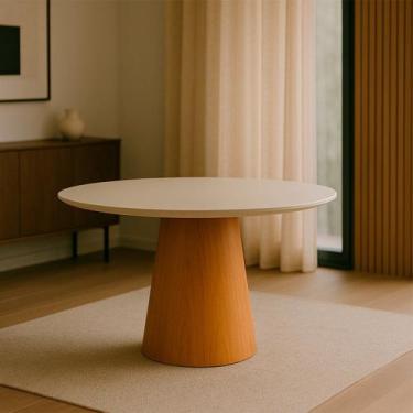 Imagem de Mesa de Jantar Araçá Tampo em Mdf com Vidro e Base em Madeira - Árvore