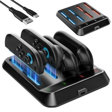 Imagem de Charging Dock Station for Nintendo Switch 2 Joycon Controller, FANPL Charger Stand for 4 joy con 2 with Charging Indicator and Type C Charging Cable - Flat Version