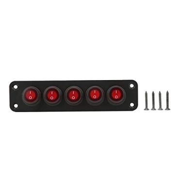 Imagem de Painel de interruptor de 5 grupos para carro ATV 12V 24V LED vermelho IP65 placa de interruptor com interruptores de polegar