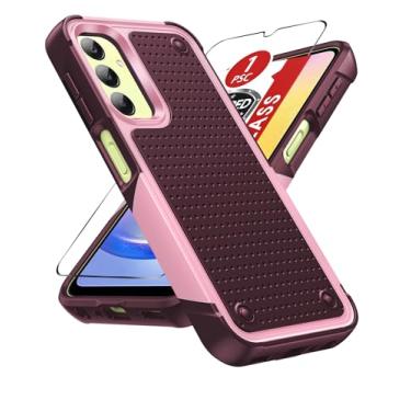 Imagem de LeYi Capa Compatível Com Samsung A25-5G: Para Celular Galaxy A25 5G Protetor De Tela, Protetora Dupla Camada Rígida E Amortecedor Macio, Resistente Smartphone A25, Vermelha Rosa