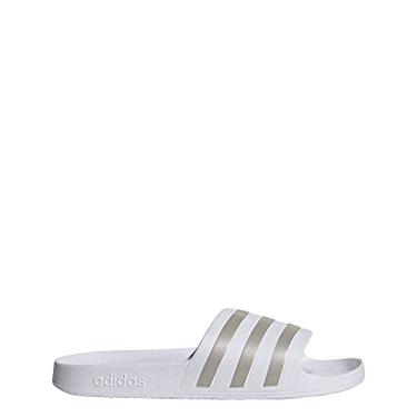Imagem de adidas Unisex Adilette Aqua Slide Sandal, White/Platin Metallic/White, 9 US Men
