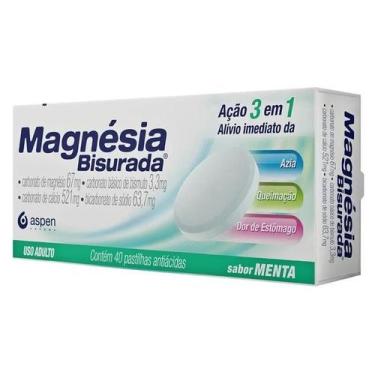 Imagem de Magnésia Bisurada Sabor Menta 40 pastilhas mastigáveis - aspen, menta