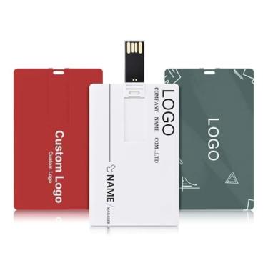 Imagem de Flash Drive USB para cartão de crédito personalizado, pacote com 100 cartões de nome personalizados em massa USB 2.0, ideal para negócios, educação, corporações, estúdios de fotografia e música (128