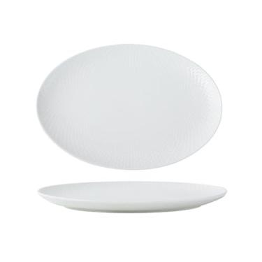 Imagem de Prato de comida ocidental de cerâmica minimalista de estilo europeu prato de padrão oval criativo - prato de peixe de 30 cm
