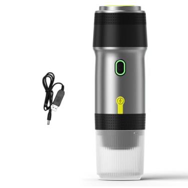 Imagem de Mãe portátil de cafeteira elétrica sem fio 3 em 1 mini -café com carregamento USB para viagens de carro em casa Trabalho com cápsula Coffee de café Cold Brew aquecimento de 120 ml (Prata)