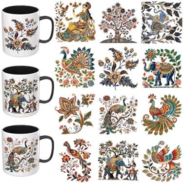 Imagem de Dorsbaby 12 peças de flores UV DTF envoltório de copo UV DTF adequado para canecas, cadernos, mesas e cadeiras, etc. para criatividade DIY, papel de transferência UV DTF de alta viscosidade (flores e