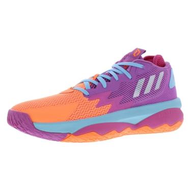 Imagem de adidas Tênis de basquete unissex adulto Dame 8, Roxo pôr do sol/azul bebê/multicolorido, 9 Women/8 Men