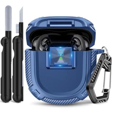 Imagem de Capa Sucure Lock para Bose Quietcomfort Ultra (2023) / Bose QC II (2022) Capa com clipe de trava e kit de limpeza, capa rígida resistente a impactos para fones de ouvido com homens e mulheres (azul)