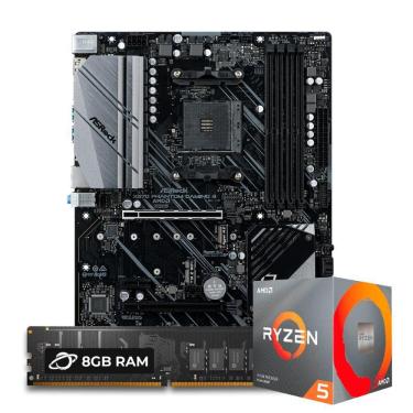 Imagem de Kit Upgrade Processador Ryzen 5 5600X + Placa Mãe Asrock X570 Pg4 + Memória 8Gb Ddr4