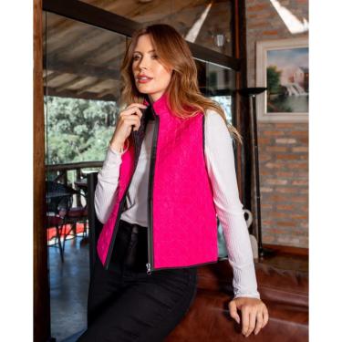 Imagem de Colete dupla face de matelasse pied de poule pink