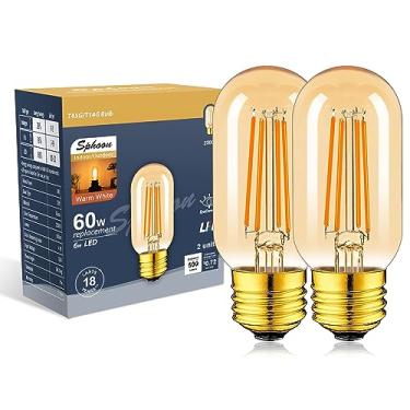 Imagem de Sphoon Lâmpada âmbar, lâmpada LED tubular regulável, lâmpadas LED Edison T45, equivalente a 60W, 6W 500lm, branco quente 2200K, lâmpadas de filamento LED com 80+ CRI, pacote com 2