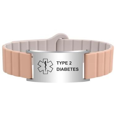 Imagem de Pulseira de alerta médico para mulheres e homens, pulseira de identificação de alerta médico ajustável à prova d'água para marcapasso de epilepsia diabética D.N.R, Adjustable Size, Silicone Aço