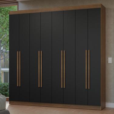 Imagem de Guarda-Roupa Casal 8 Portas Batentes Rustic/Preto/Rustic Netuno Madesa