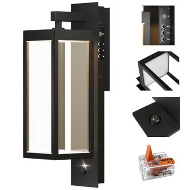 Imagem de Luz de parede externa do crepúsculo ao amanhecer com LED integrado, 3 modos ajustáveis, todo em alumínio à prova d'água IP65 - luminária externa para varanda, garagem, porta da frente, casa