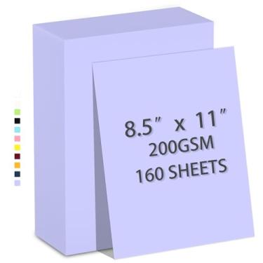 Imagem de 160 folhas de papel-cartolina 21 x 28 cm, peso pesado, 200 g/m², impressão, artesanato, convites | Papel de cartolina para impressora suave | Papel de construção a granel, faça você mesmo e uso