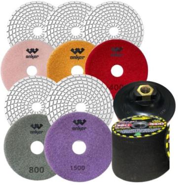 Imagem de Kit 5 Lixa+ReboIo+Prato P/ granito branco itaunas - Anker