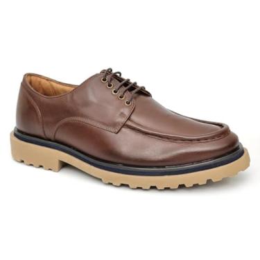Imagem de Sapato Casual Masculino Mr Light Derby Oxford Tratorado Couro de Luxo Café 38