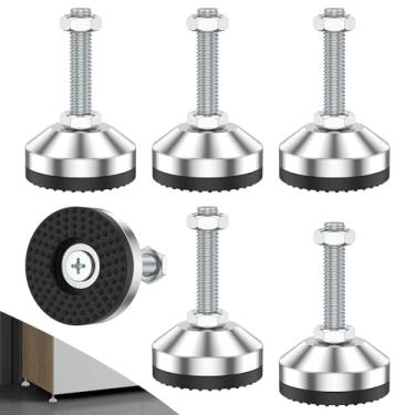 Imagem de ZJRDYYK Pés niveladores, pés ajustáveis para móveis, pés de nivelamento ajustáveis para móveis, pernas niveladoras resistentes, pés de borracha roscada, pés de nivelamento para pernas de mesa (6 peças