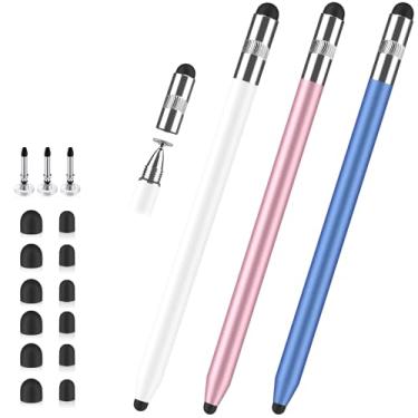 Imagem de Caneta Stylus para tela sensível ao toque, caneta stylus de disco de borracha 3 em 1, alta sensibilidade e precisão, caneta Stylus universal compatível com iPad, iPhone, Android, Kindle, todos os