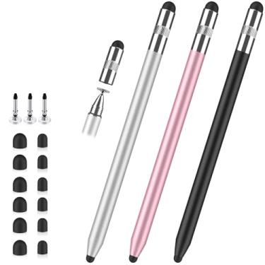 Imagem de Caneta Stylus para tela sensível ao toque, caneta stylus de disco de borracha 3 em 1, alta sensibilidade e precisão, caneta Stylus universal compatível com iPad, iPhone, Android, Kindle, todos os