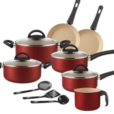 Imagem de Conjunto de Panelas Antiaderente Marpal 10 Peças Colors, Cereja