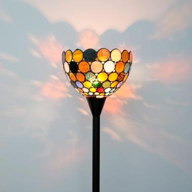 Imagem de Blivuself Tiffany Candeeiro de chão Tochiere luminária de chão de vidro colorido multicolorida vintage lâmpada de canto rústica com interruptor de pé para decoração de casa, sala de estar, quarto
