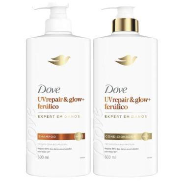 Imagem de Kit Dove Shampoo 600ml + Condicionador 600ml Uv Repair & Glow + Ferúli