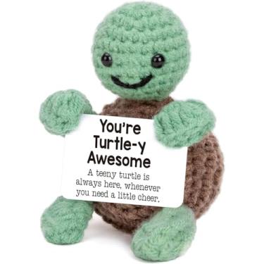 Imagem de Gorbgle Mini Positive Crochet Turtle, Funny Handmade Emotional Support Plush, Small Cute Stuff Things, Appreciation Gifts for Mom, Dad, Teacher, Sister, Best Friend, Coworker - Thank You Gift